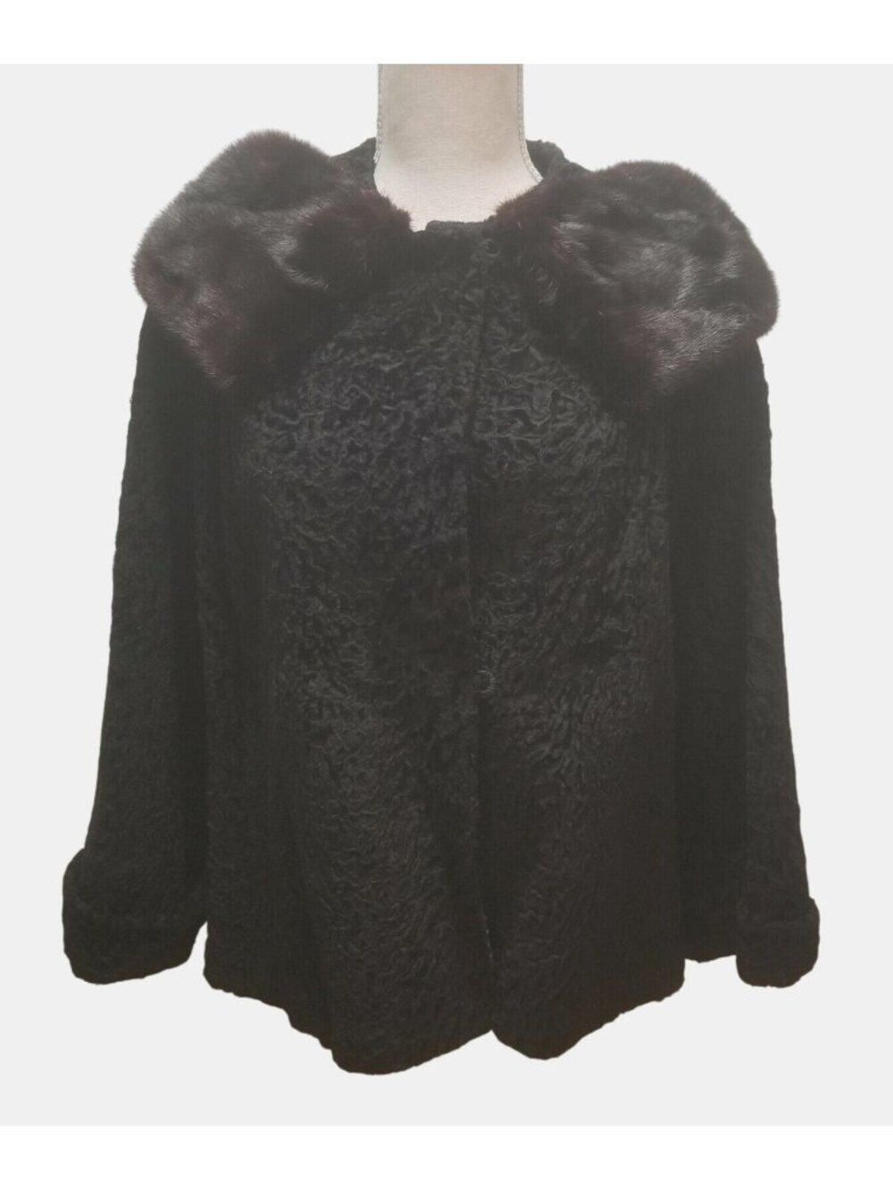1950s Persian Lamb Fur Coat Jacket Womens Short by Hutzlers Baltimore